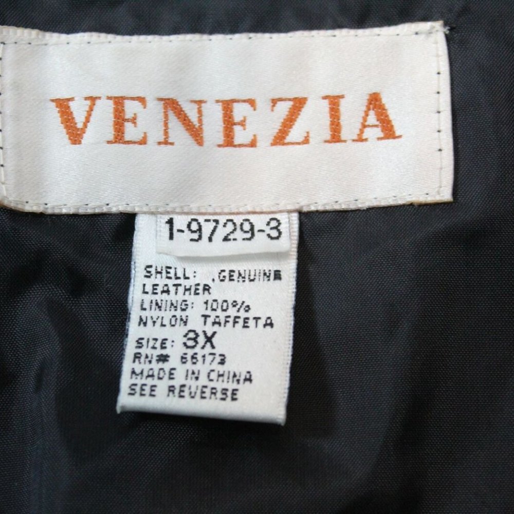 Vintage Venezia Lane Bryant Long Leather Embroidered Coat Black Plus 3X H12284 - Picture 5 of 8